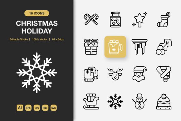 Christmas Holiday Outline Icons: Your Toolkit for Seasonal Projects