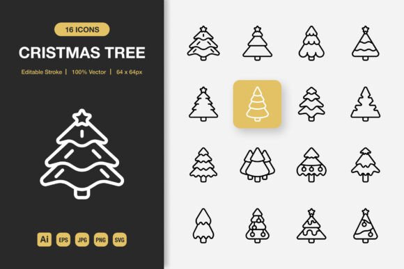 Christmas Tree Outline Icons: Enhancing Your Seasonal Designs