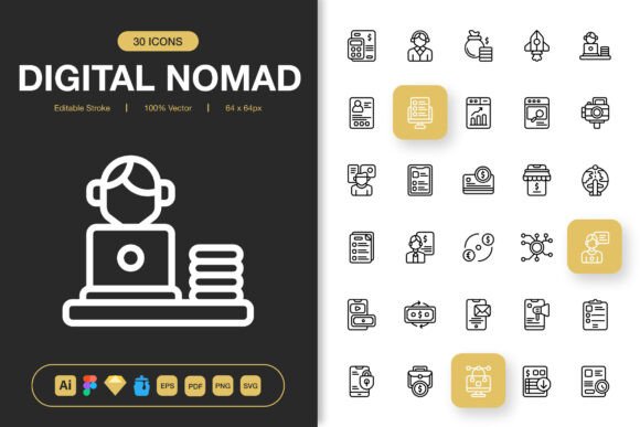 Digital Nomad Icons: Clean Icons for the Global Creative
