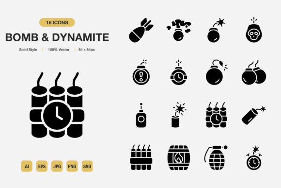 Elevate Your Projects with Bomb and Dynamite Solid Icons