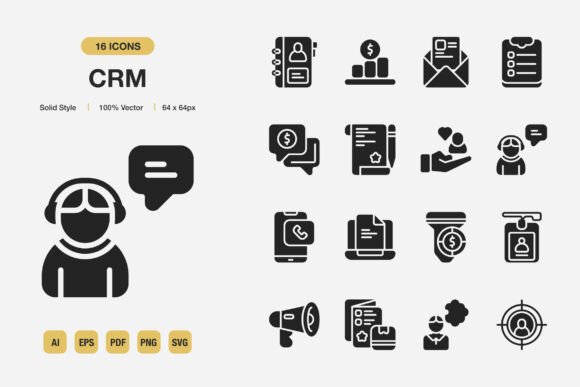 Elevate Your Projects with CRM Solid Icons