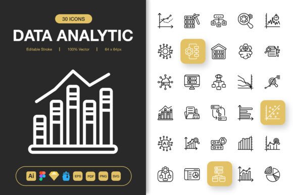 Minimalist Data Analytic Icons for Modern Design Projects