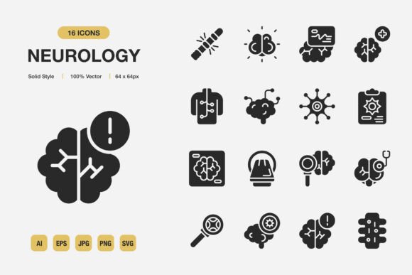 Neurology Solid Icons: Elevating Modern Design Projects