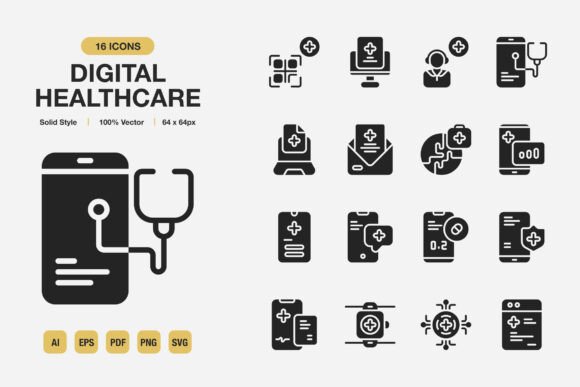 Revolutionize Your Health & Wellness Projects with Digital Healthcare Solid Icons
