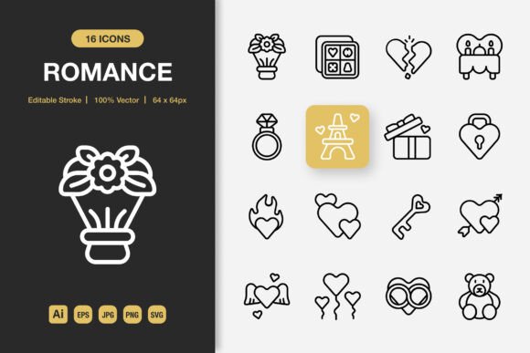 Romance Outline Icons: Your Minimalist Visual Toolkit