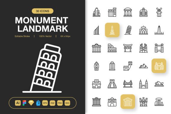 The Monument Landmark Icons Design Resource
